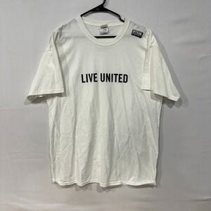 Fruit‎ of the Loom T-Shirt Men's XL White Live United Graphic Tee 100% Cotton